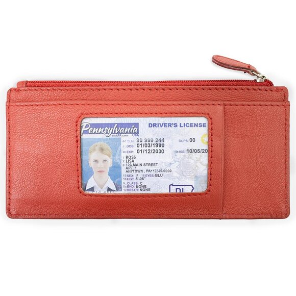 Women Genuine Leather Slim Card Holder - Picture 3 of 8